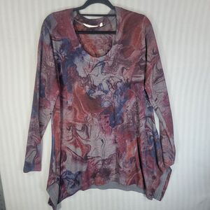Soft Surroundings Renaissance Tunic Top XL Long Sleeve Asymmetric Hem Boho Artsy